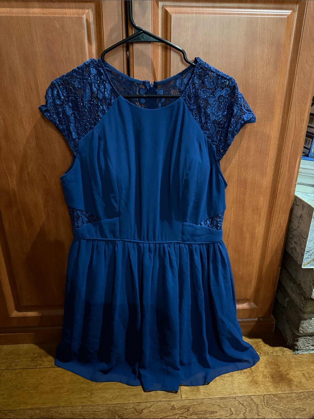 Women's Navy Blue Lace-Back Dress